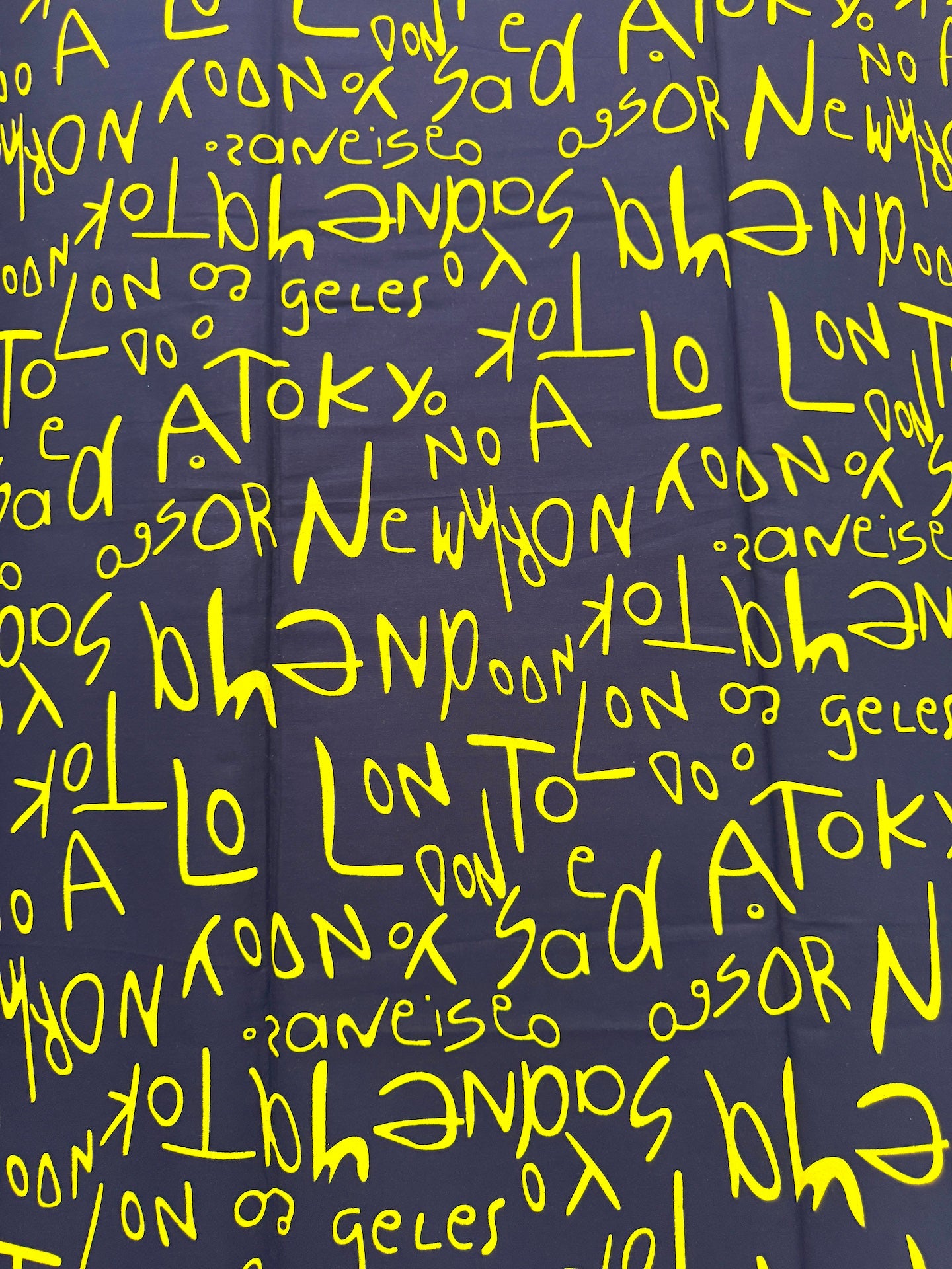 Black & Yellow Graffiti Text Ankara Fabric – African Wax Print (6 Yards UK) – MASI2473