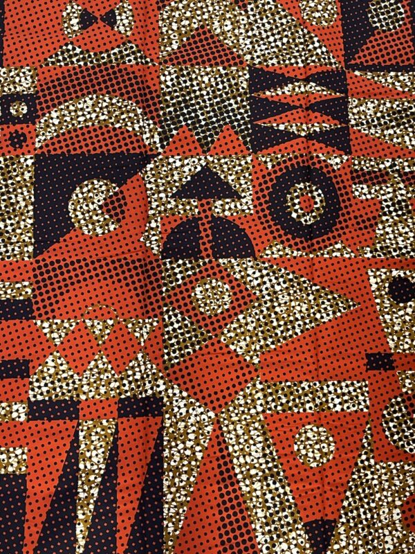 Orange Geometric Ankara Fabric – African Wax Print (6 Yards UK) – MASI099