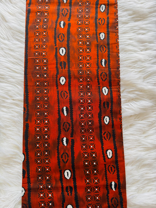 Burnt Orange Black & White Tribal Stripe African Fabric – African Wax Print (6 Yards UK) – MASI2606