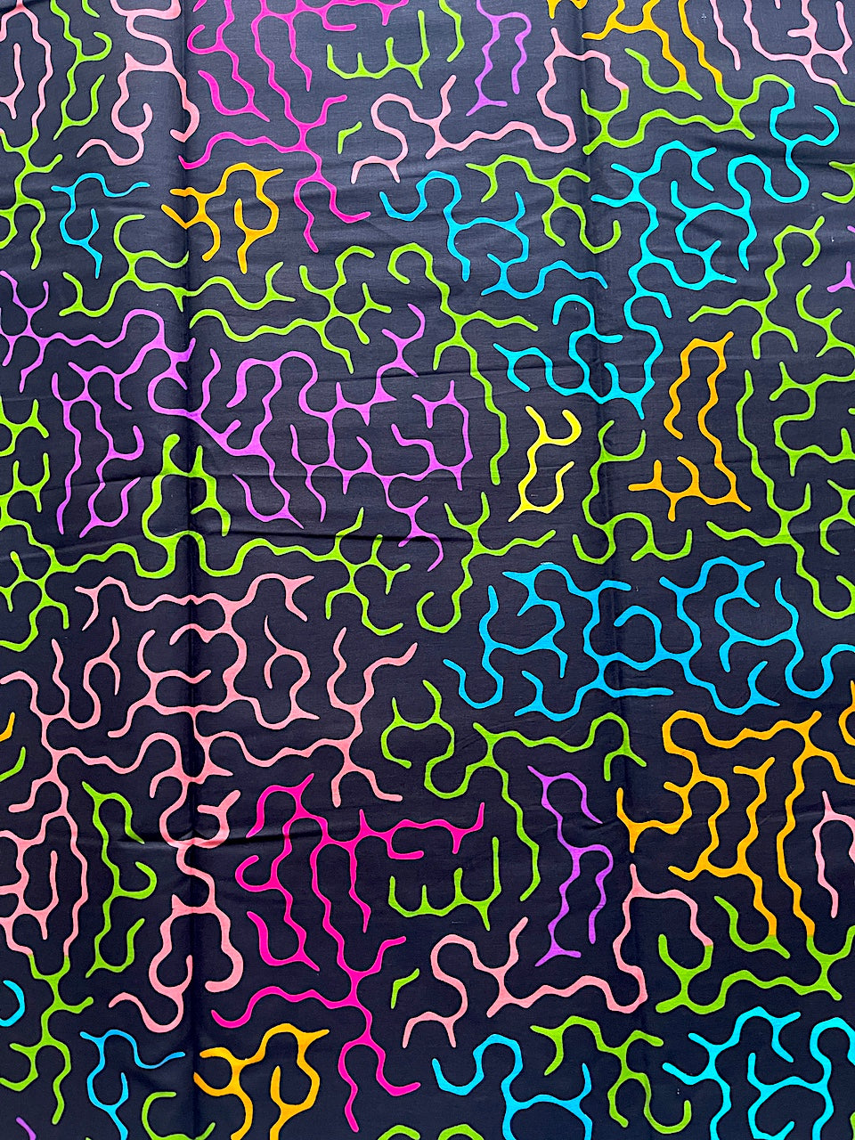 Colorful wavy pattern on a black background