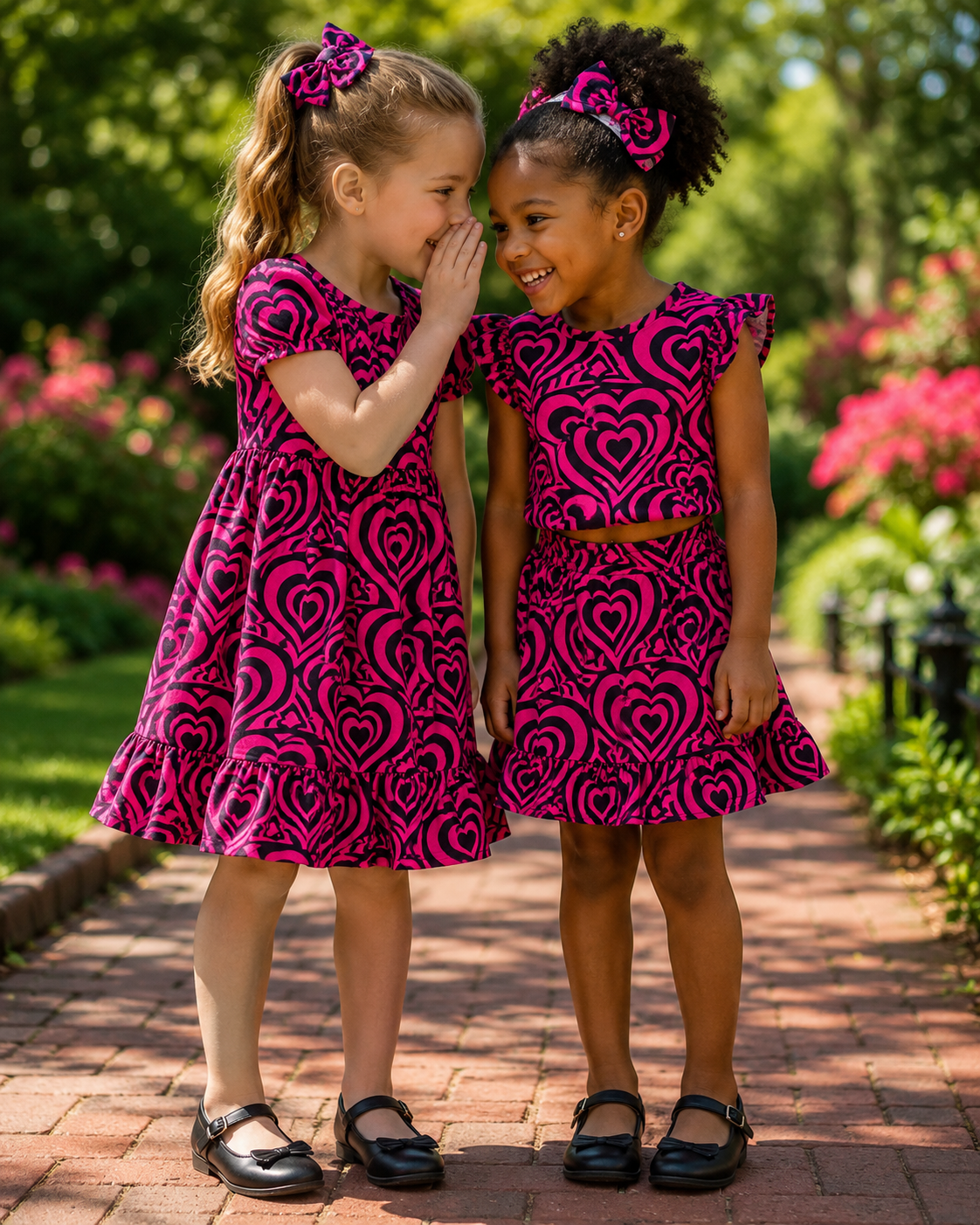 Pink & Black Heart Ankara Fabric – African Wax Print (6 Yards UK)  – MASI2214