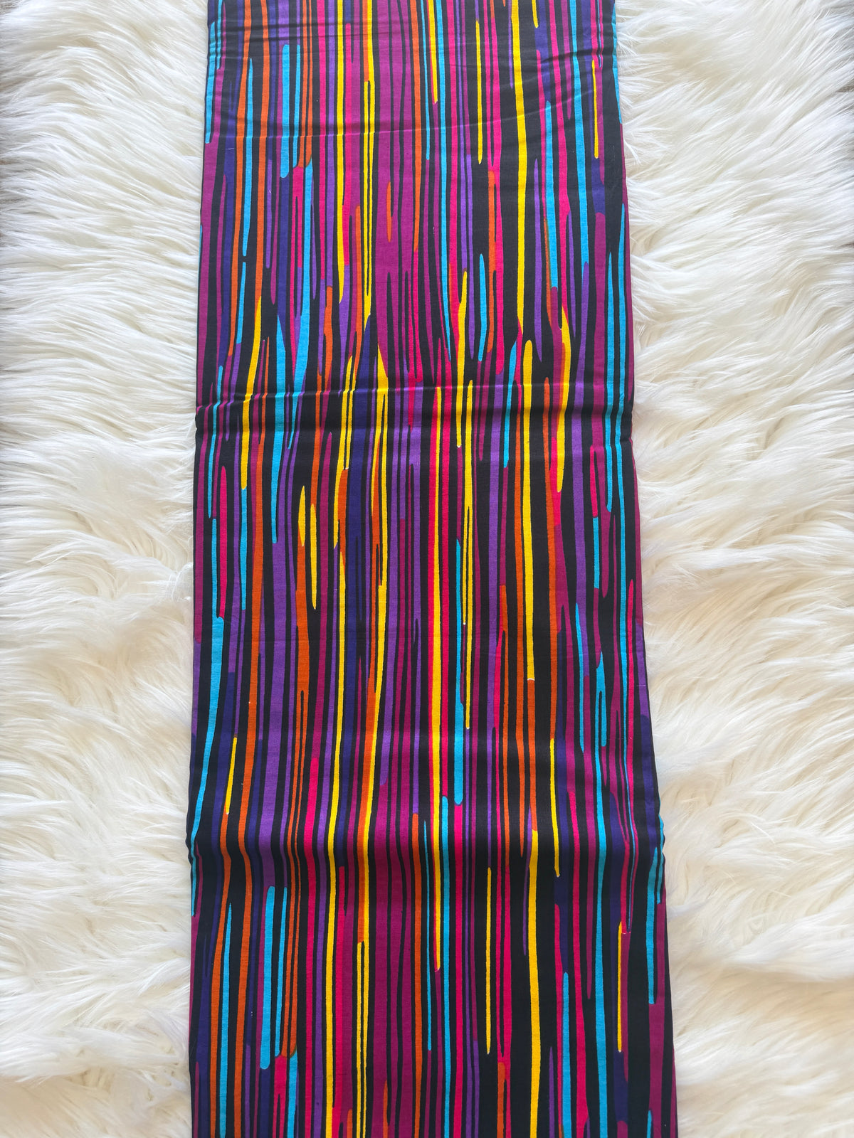 Purple Multicolour Vertical Stripe African Fabric – African Wax Print (6 Yards UK) – MASI2612