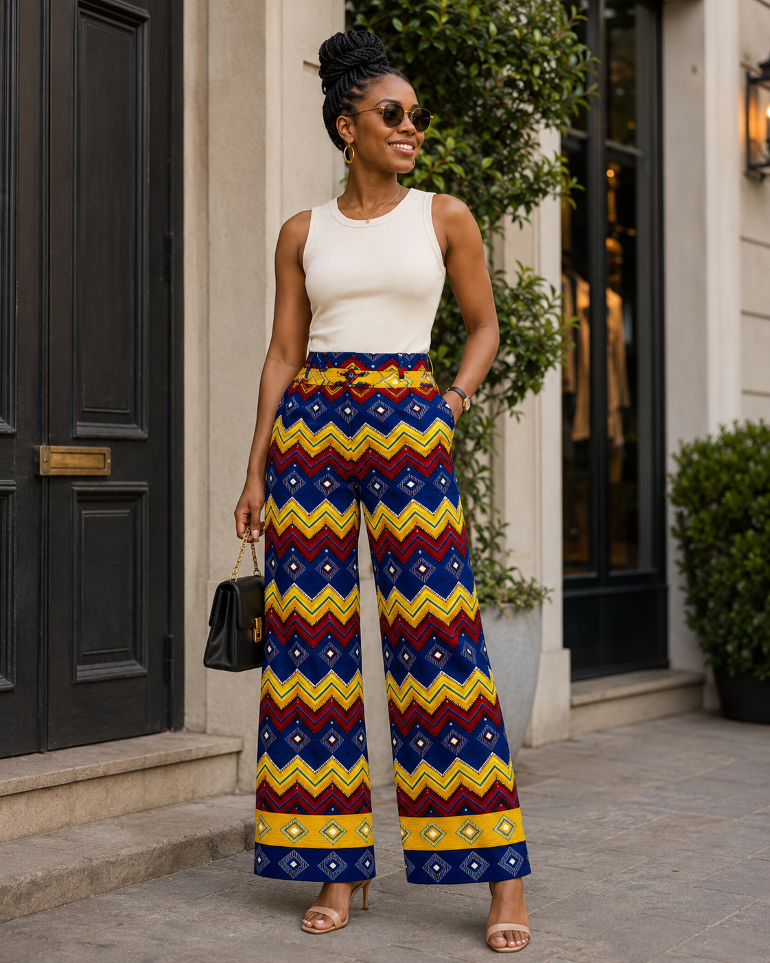 Clearance Yellow Navy & Red Kente-Inspired African Fabric – African Wax Print (6 Yards UK) – MASI2076