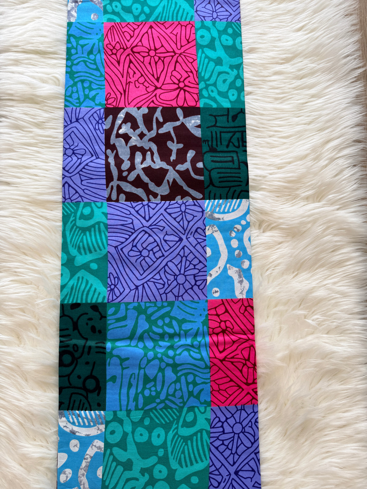 Multicolour Geometric Patchwork African Fabric – African Wax Print (6 Yards UK) – MASI2608