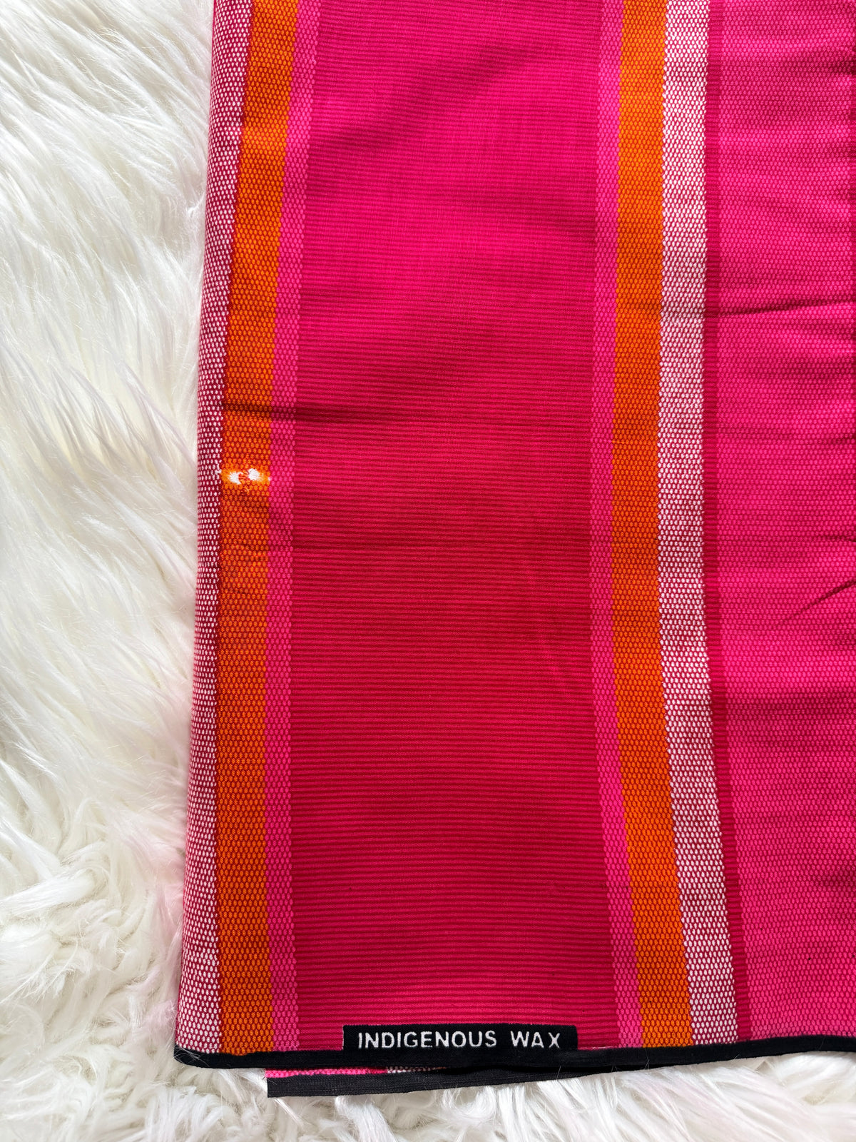 Clearance Fuchsia Pink Orange & Silver Woven Stripe African Fabric – African Wax Print (6 Yards UK) – MASI2654