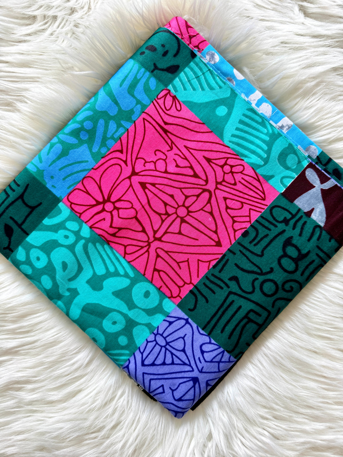 Multicolour Geometric Patchwork African Fabric – African Wax Print (6 Yards UK) – MASI2608