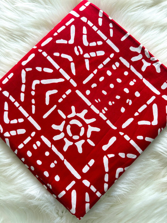 Ankara Wax Print Fabric – Red Geometric African Fabric (6 Yards UK) – MASI2435