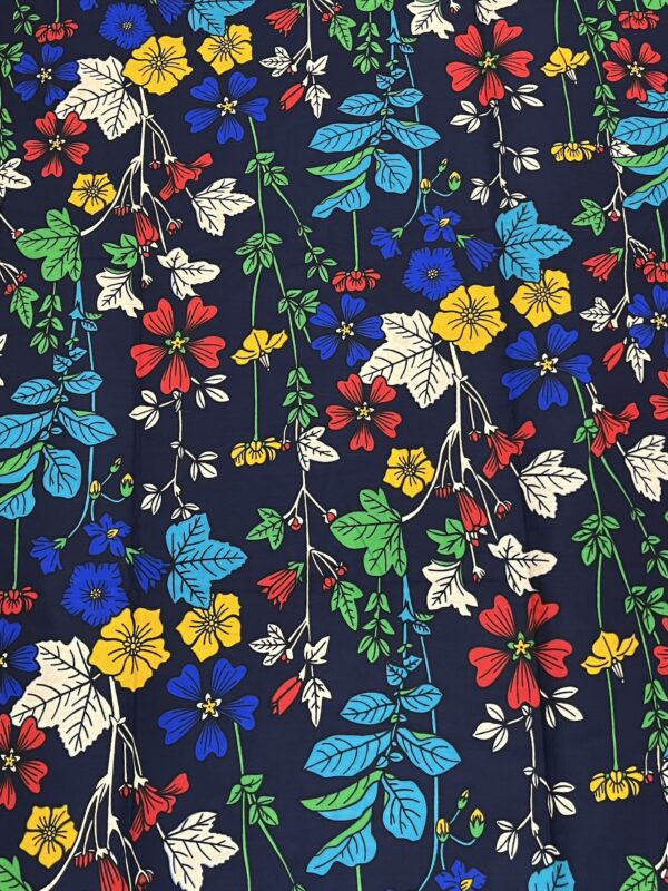 Colorful floral pattern on a dark blue background