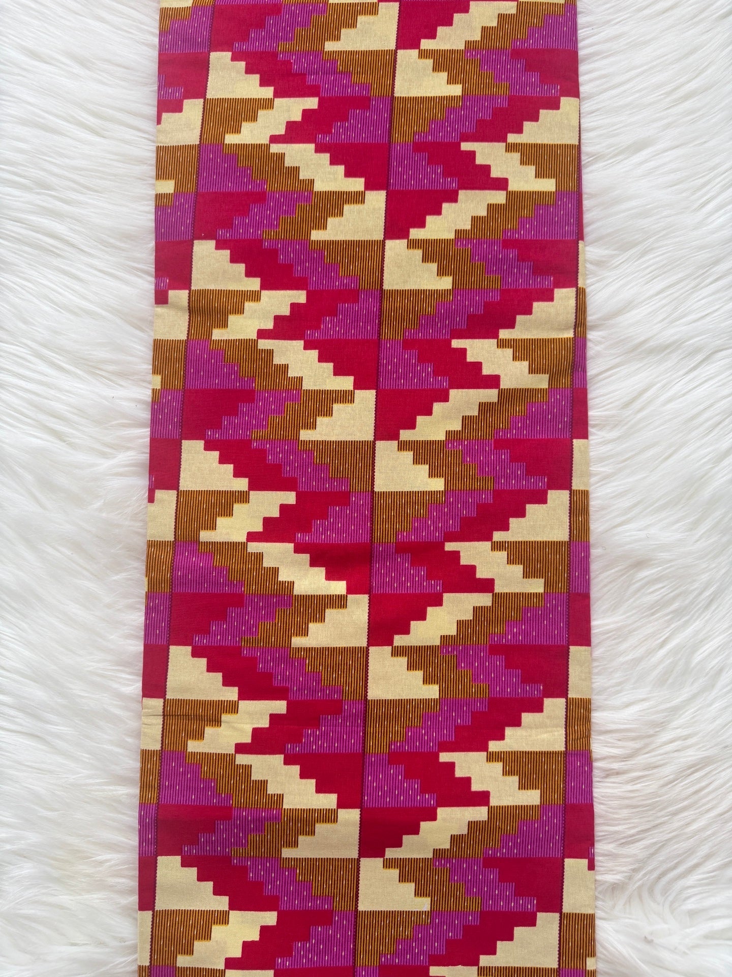 Textile with geometric pattern on a white background
