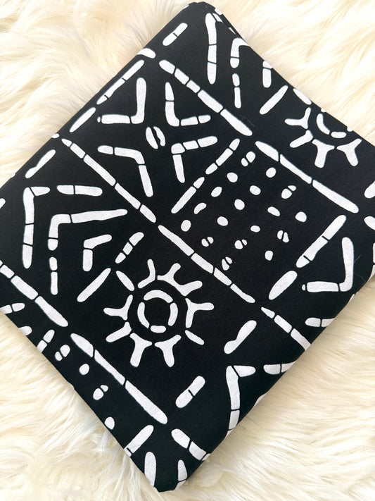 Black & White Mudcloth Tribal Ankara Fabric – African Wax Print (6 Yards UK) – MASI2474