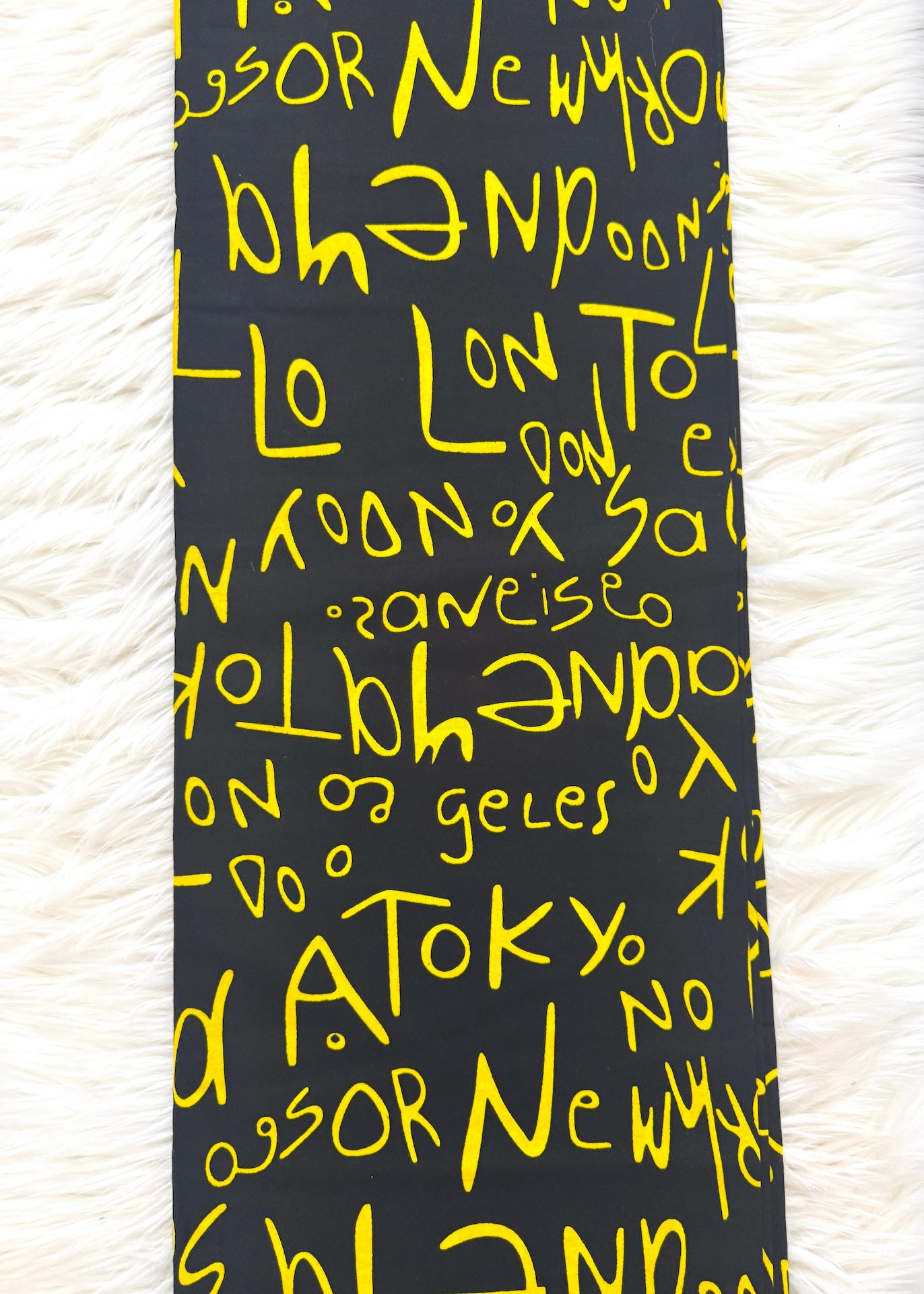 Black & Yellow Graffiti Text Ankara Fabric – African Wax Print (6 Yards UK) – MASI2473