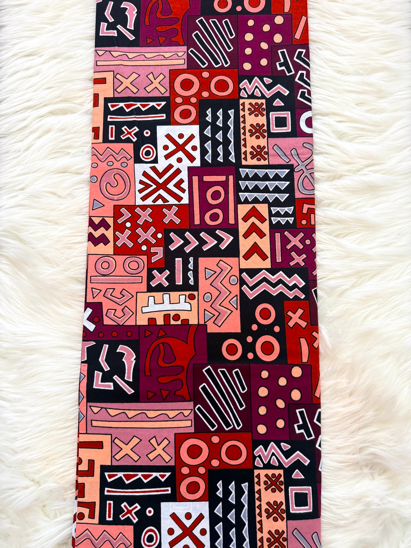 Pink & Red Geometric Ankara Fabric – African Wax Print (6 Yards UK) – MASI2464