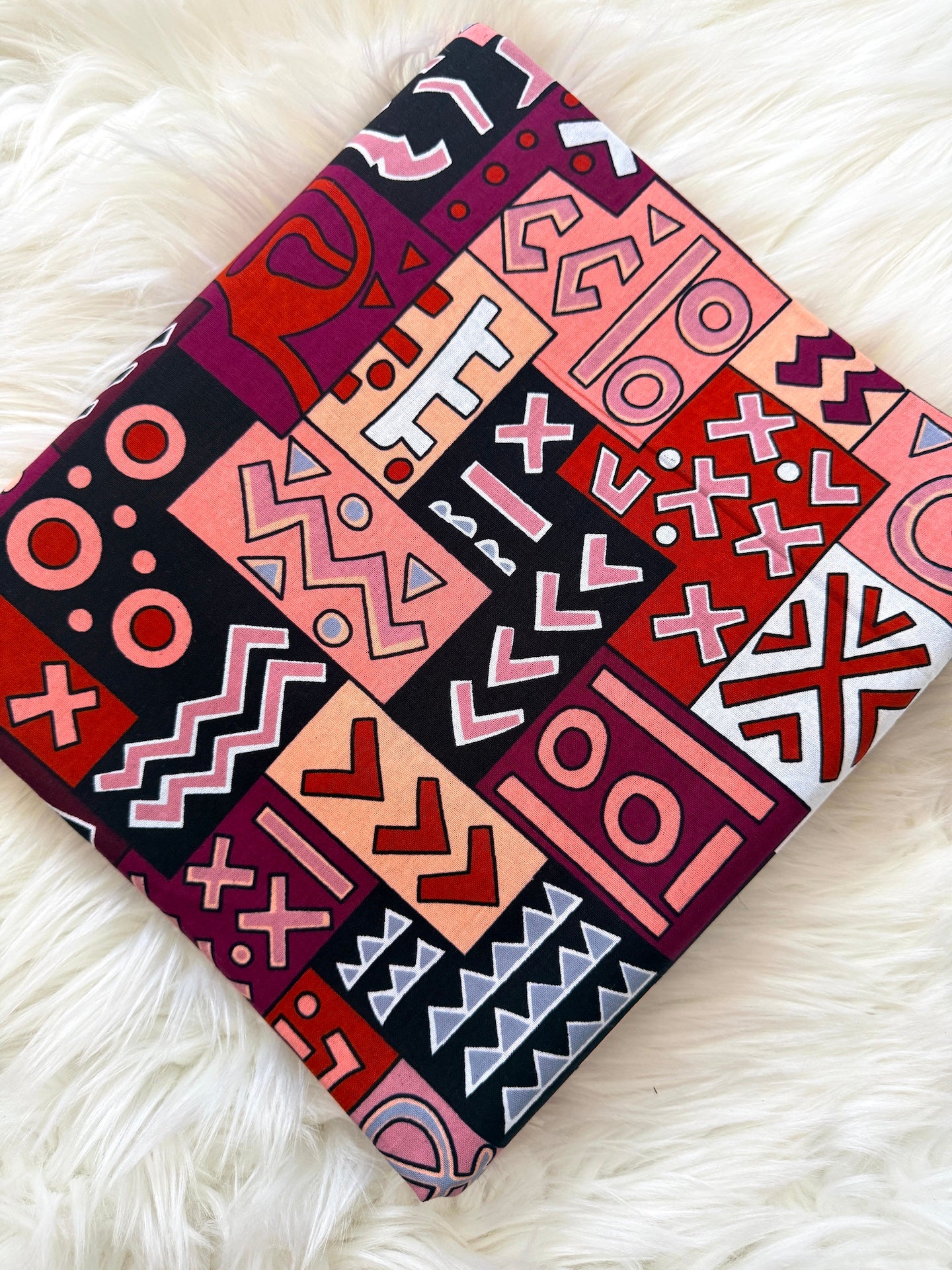 Pink & Red Geometric Ankara Fabric – African Wax Print (6 Yards UK) – MASI2464