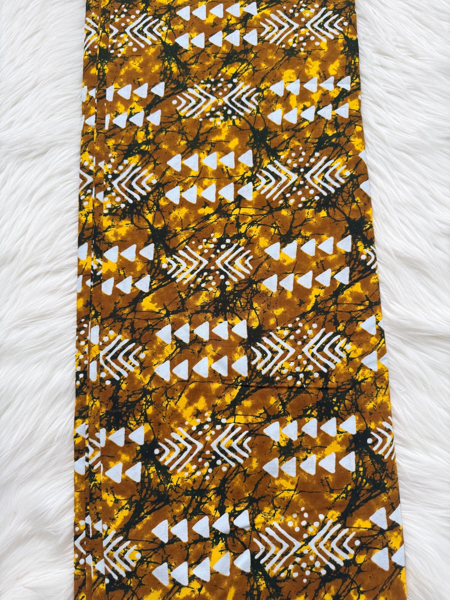 Fabric with tribal pattern on a white background