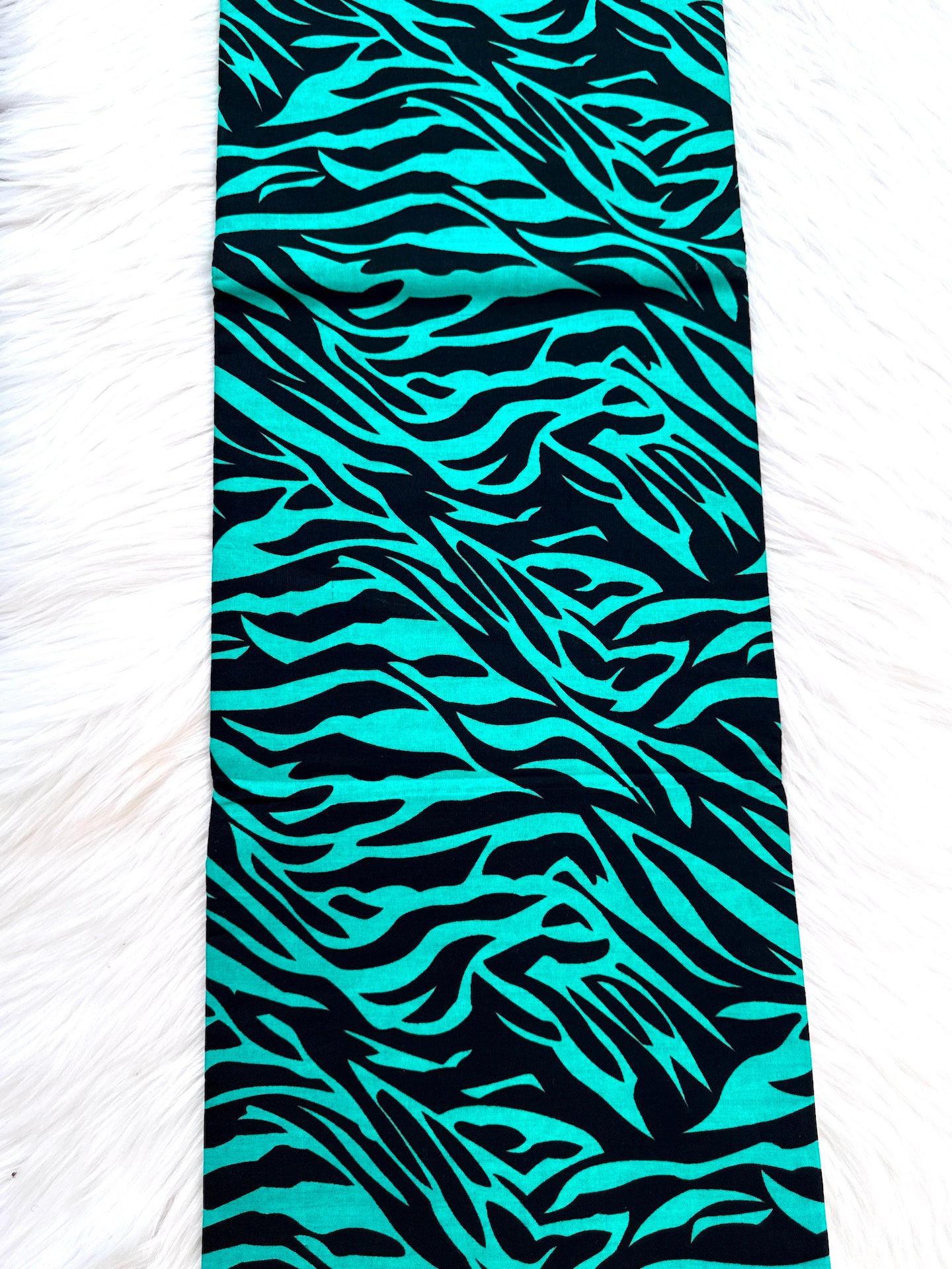 Clearance Teal & Black Abstract Stripe African Fabric – African Wax Print (6 Yards UK) – MASI2507