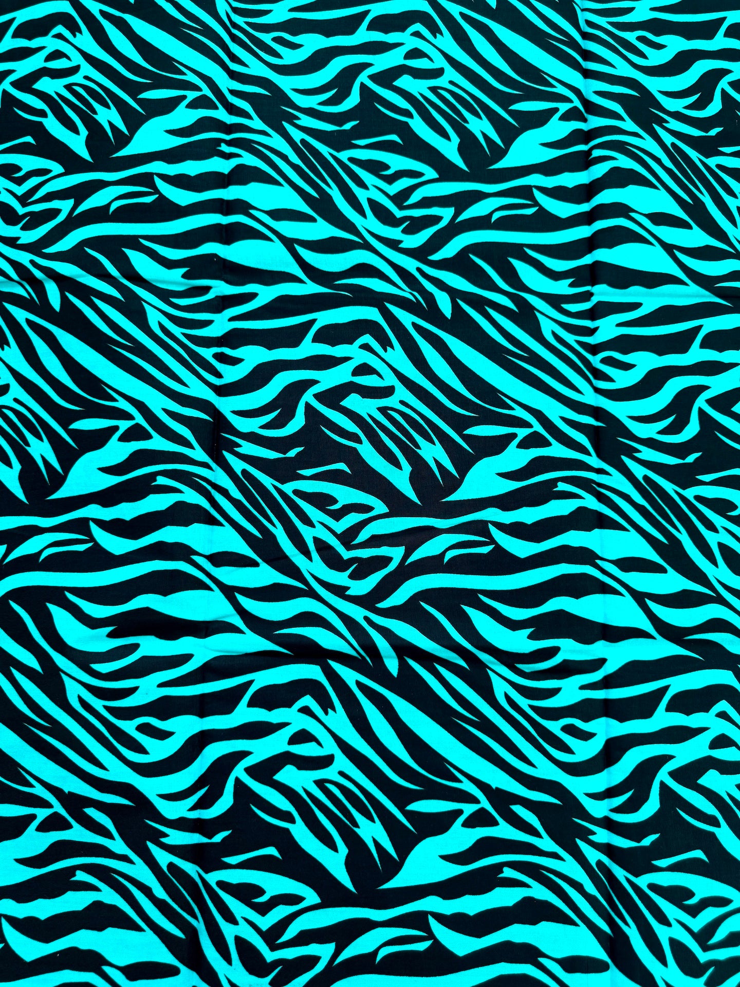 Clearance Teal & Black Abstract Stripe African Fabric – African Wax Print (6 Yards UK) – MASI2507