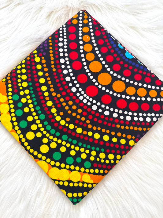 Black Multicolour Dotted Wave African Fabric – African Wax Print (6 Yards UK) – MASI2510