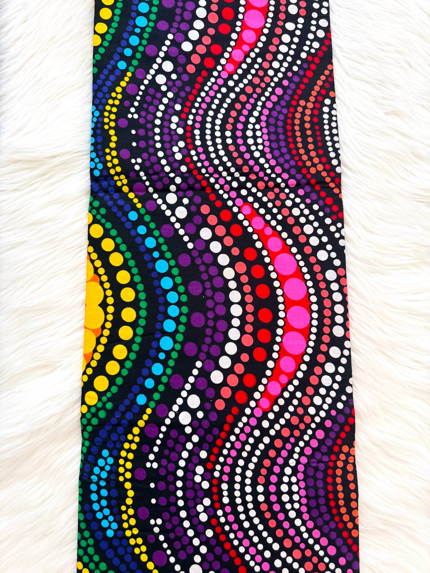 Black Multicolour Dotted Wave African Fabric – African Wax Print (6 Yards UK) – MASI2510
