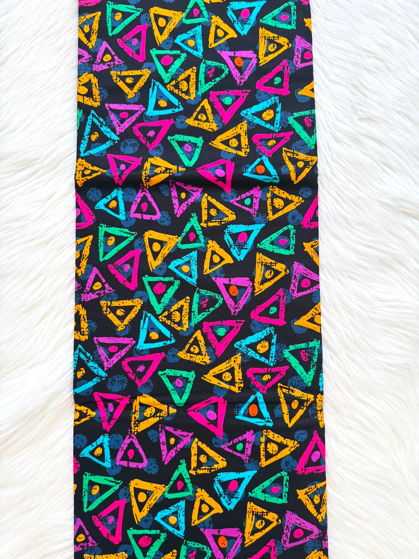 Black Multicolour Triangle Geometric African Fabric – African Wax Print (6 Yards UK) – MASI2508