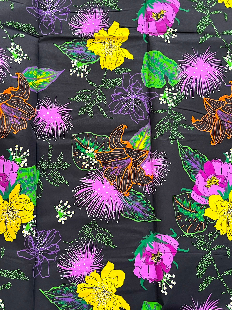 Colorful floral pattern on a black background