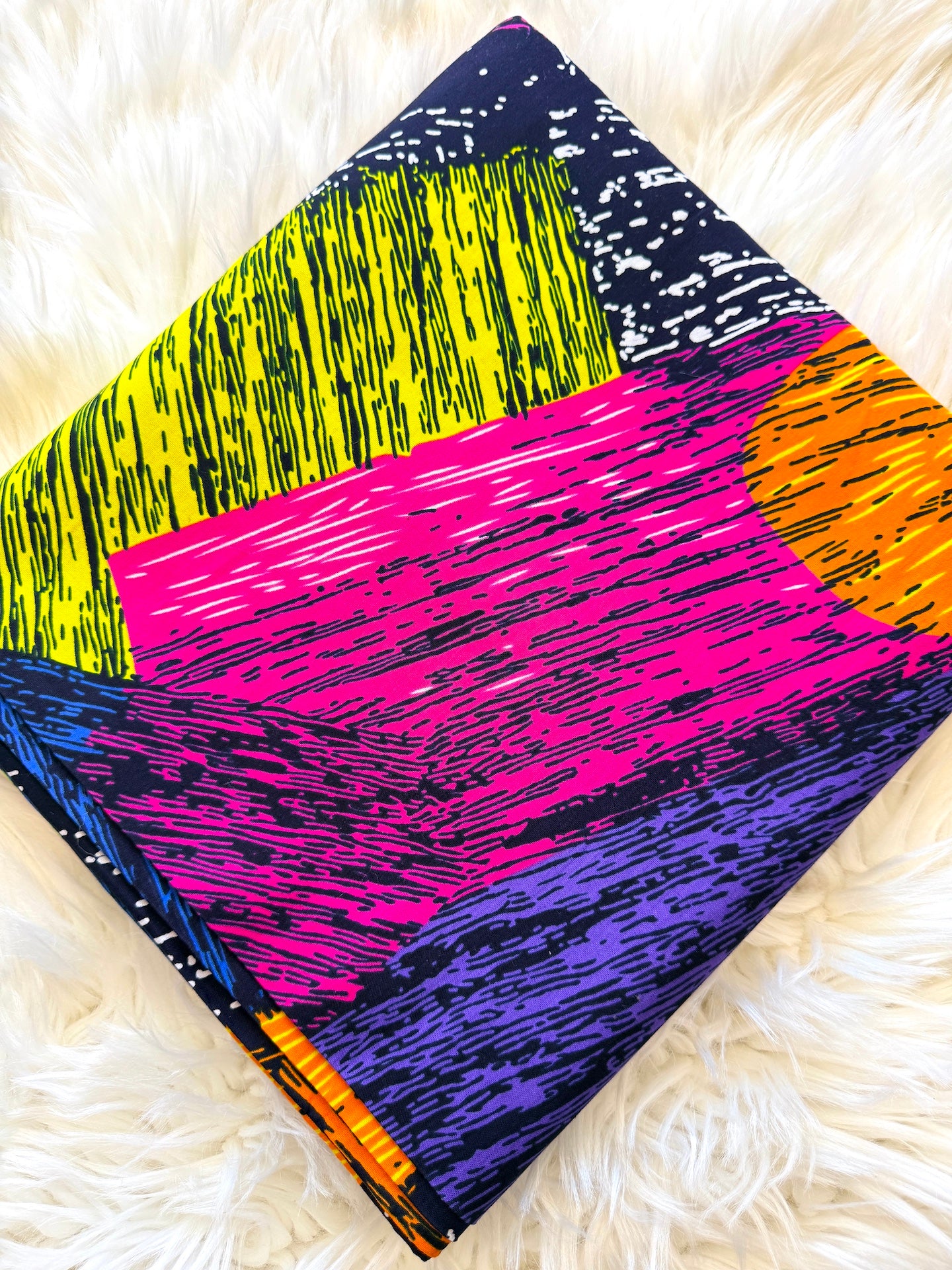 Black Multicolour Abstract Block African Fabric – African Wax Print (6 Yards UK) – MASI2558