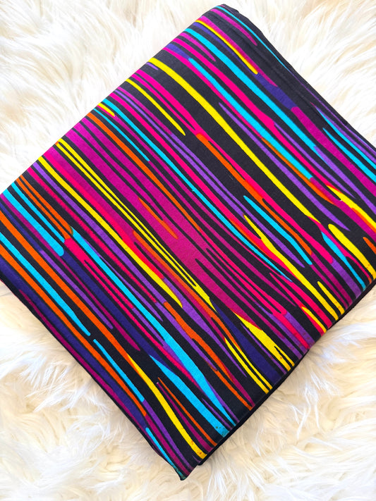 Purple Multicolour Vertical Stripe African Fabric – African Wax Print (6 Yards UK) – MASI2612