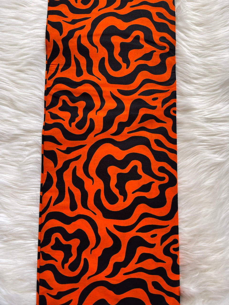 Orange & Black Floral Ankara Fabric – African Wax Print (6 Yards UK)  – MASI2204