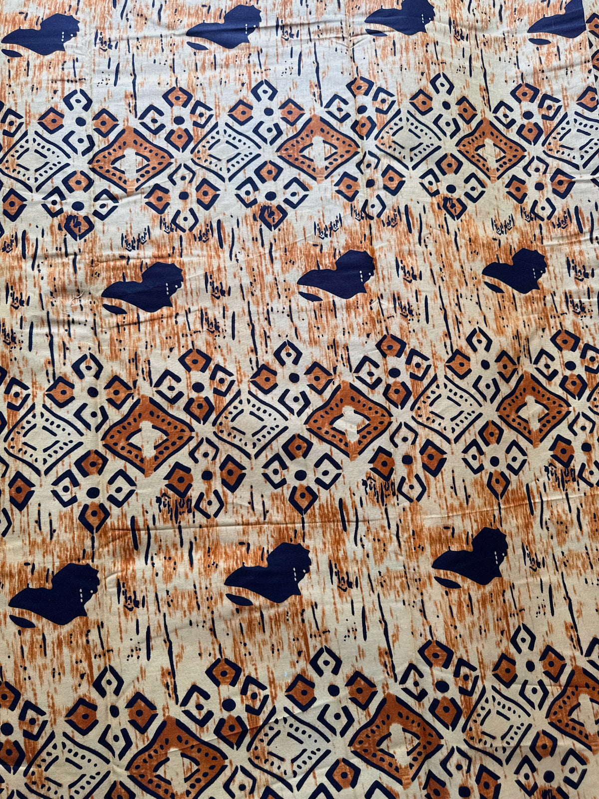 Cream Black & Brown Mudcloth-Inspired African Fabric – African Wax Print (6 Yards UK) – MASI2605