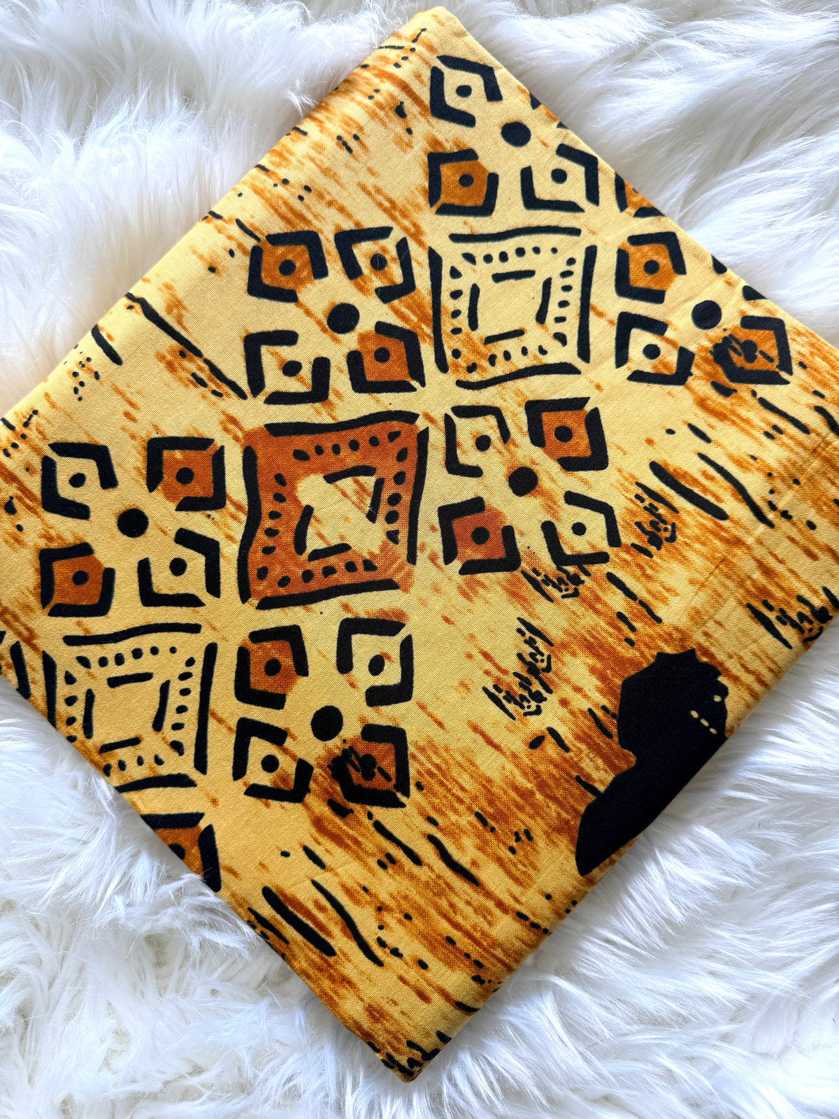 Cream Black & Brown Mudcloth-Inspired African Fabric – African Wax Print (6 Yards UK) – MASI2605