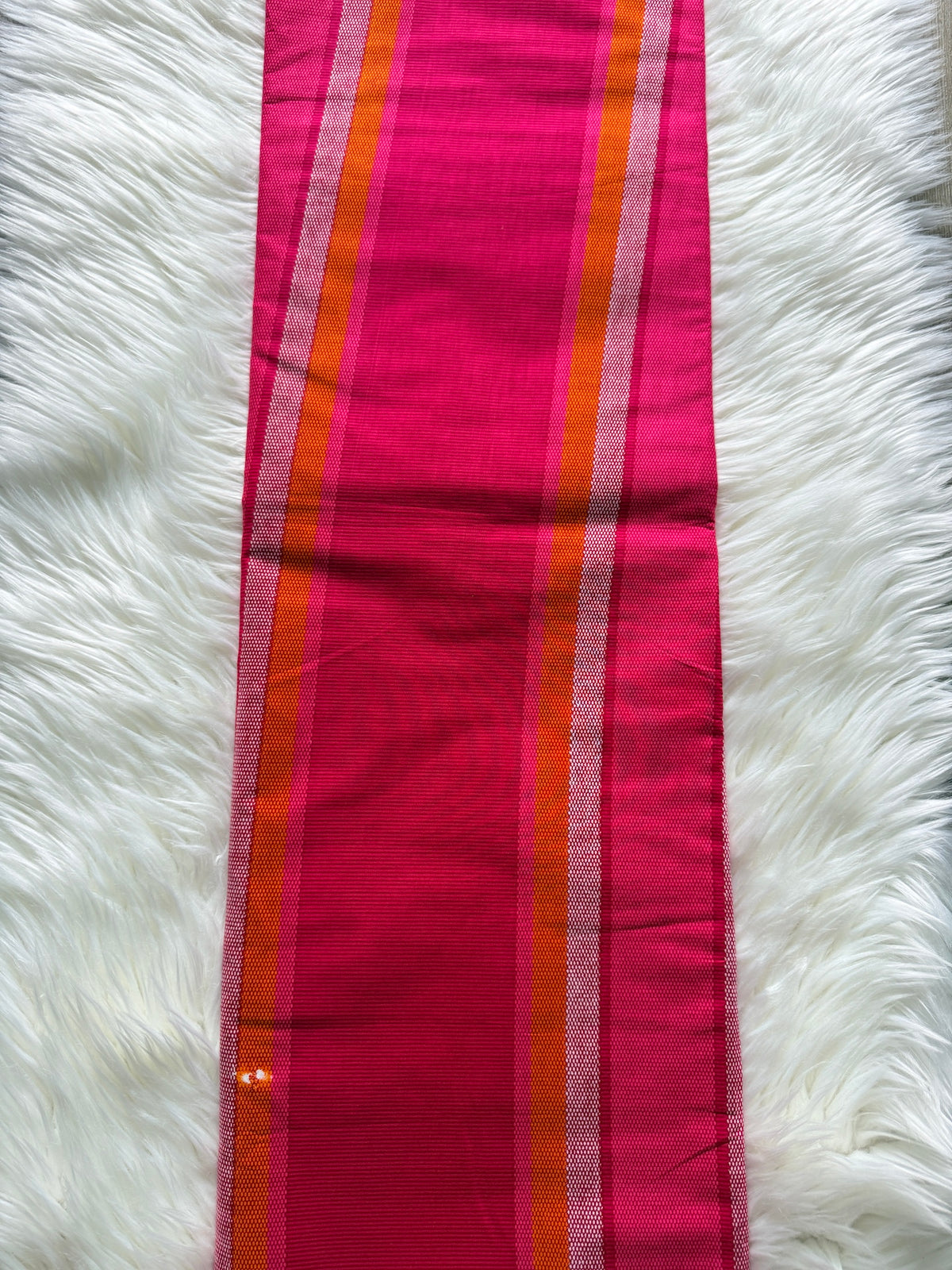 Clearance Fuchsia Pink Orange & Silver Woven Stripe African Fabric – African Wax Print (6 Yards UK) – MASI2654