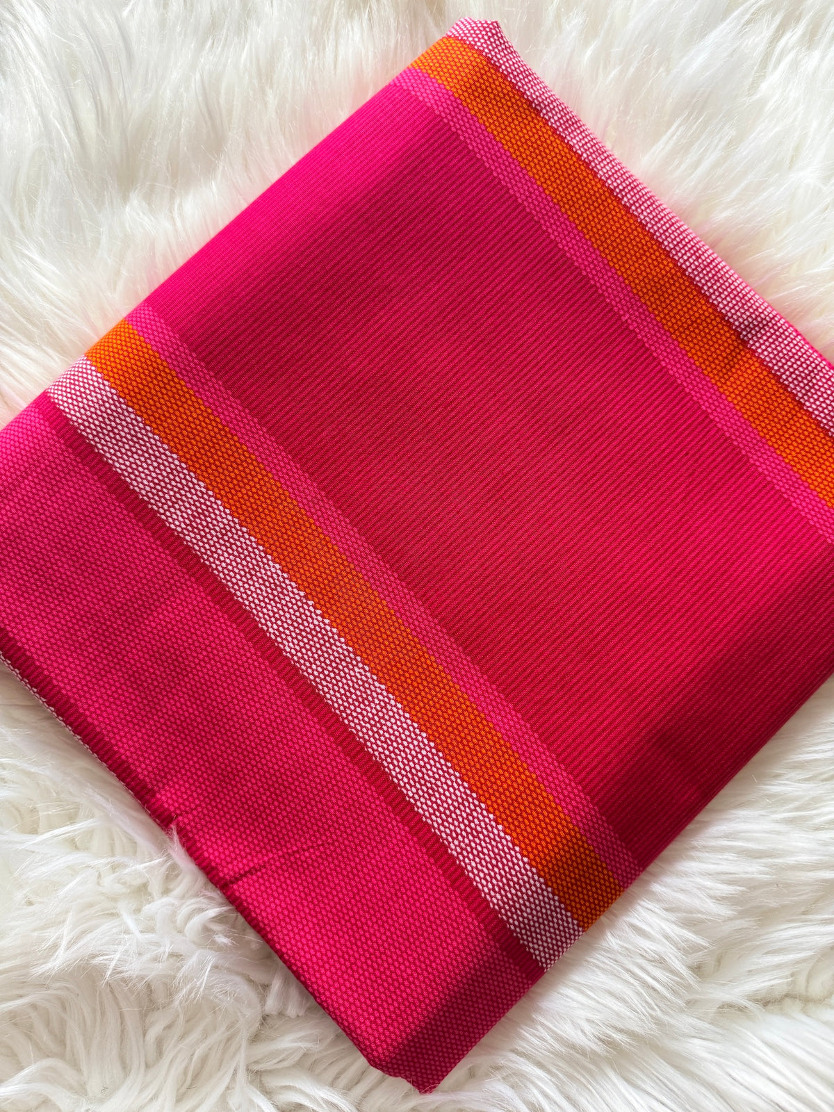 Clearance Fuchsia Pink Orange & Silver Woven Stripe African Fabric – African Wax Print (6 Yards UK) – MASI2654