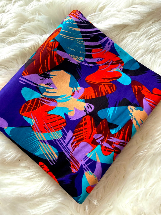 Purple Multicolour Abstract African Fabric – African Wax Print (6 Yards UK) – MASI2646