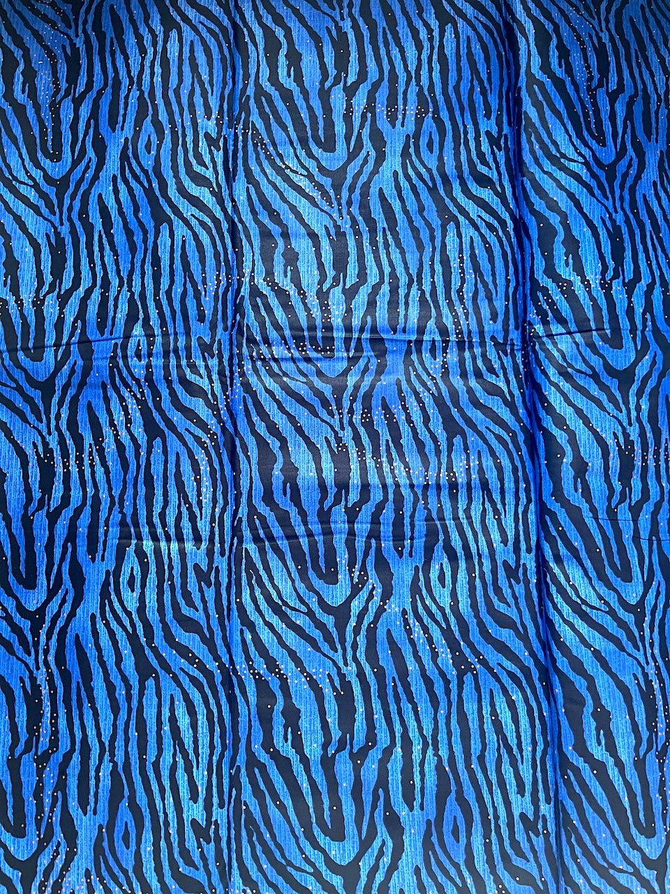 Blue and black zebra pattern fabric