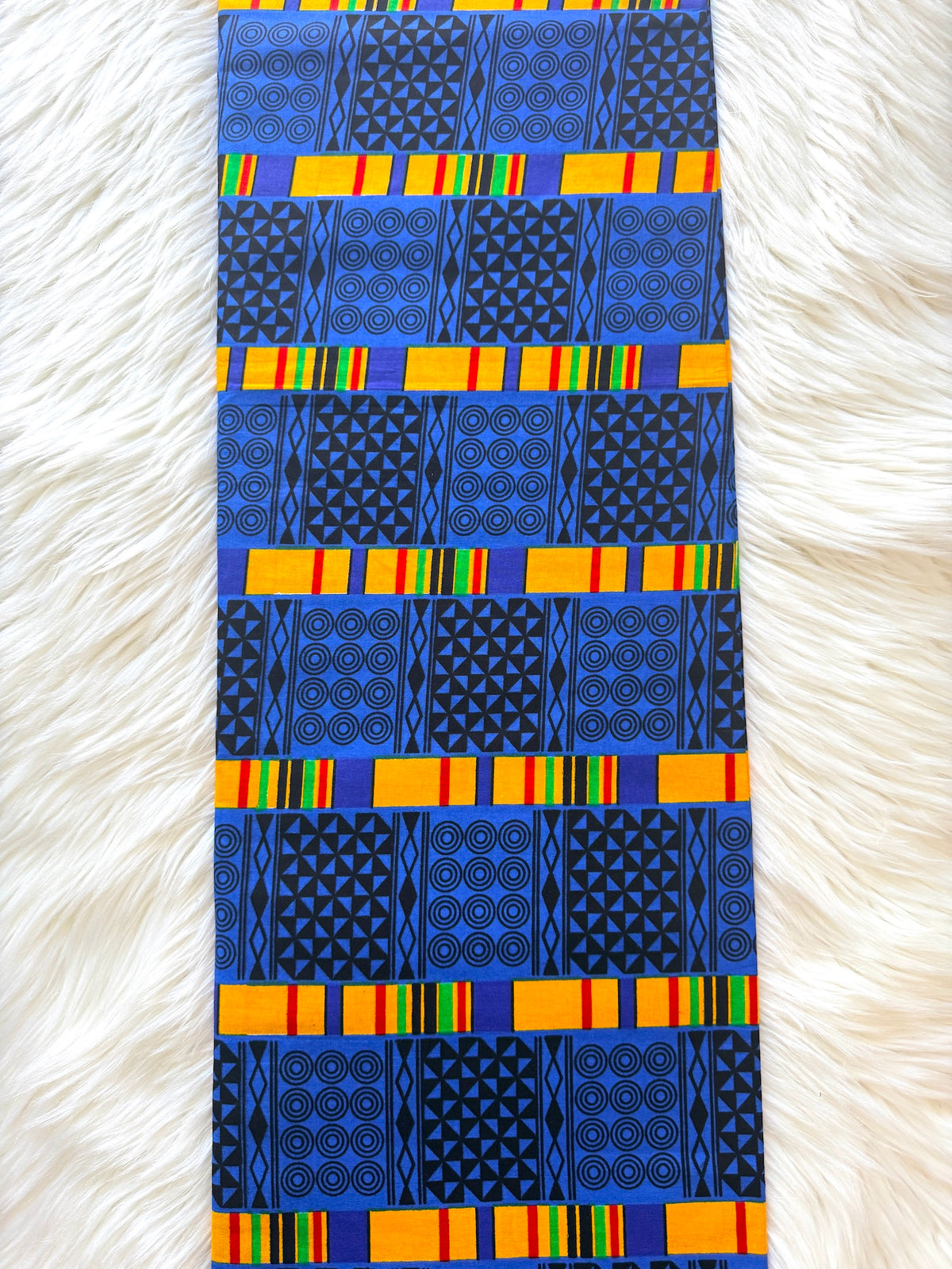 Royal Blue Yellow Kente-Inspired African Fabric – African Wax Print (6 Yards UK) – MASI2642