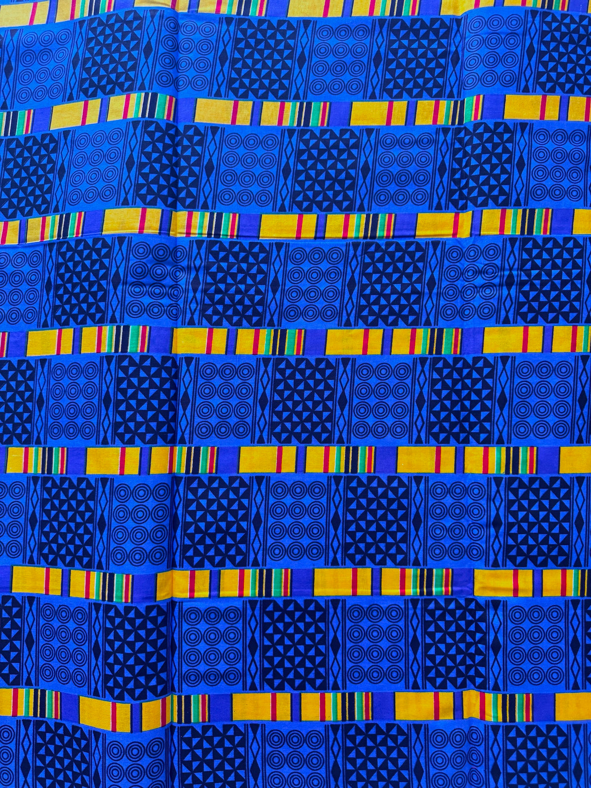Royal Blue Yellow Kente-Inspired African Fabric – African Wax Print (6 Yards UK) – MASI2642