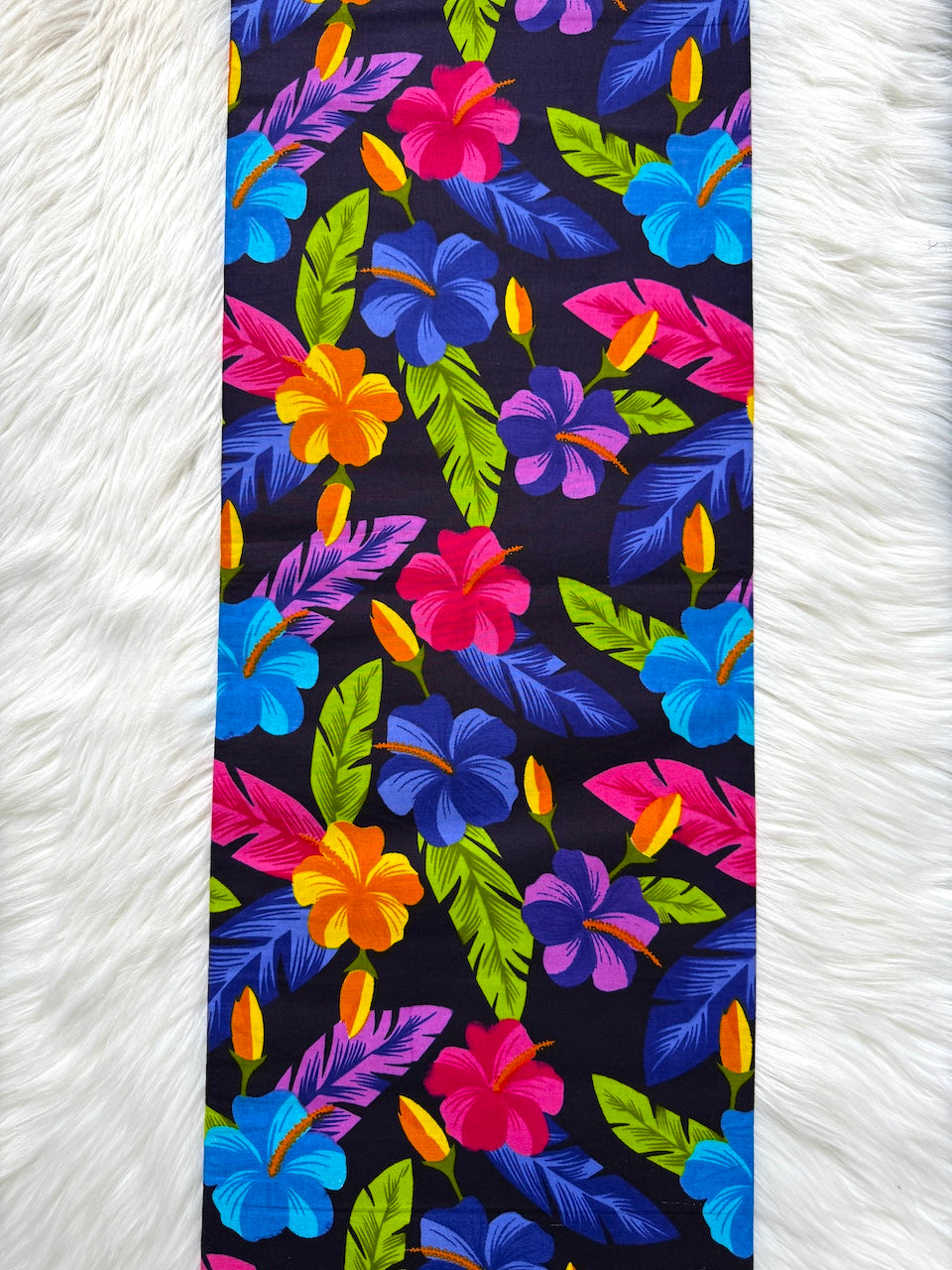 Colorful floral pattern on a black background