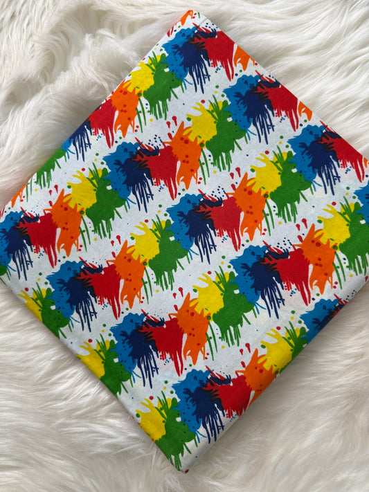 Colorful abstract pattern on a white surface