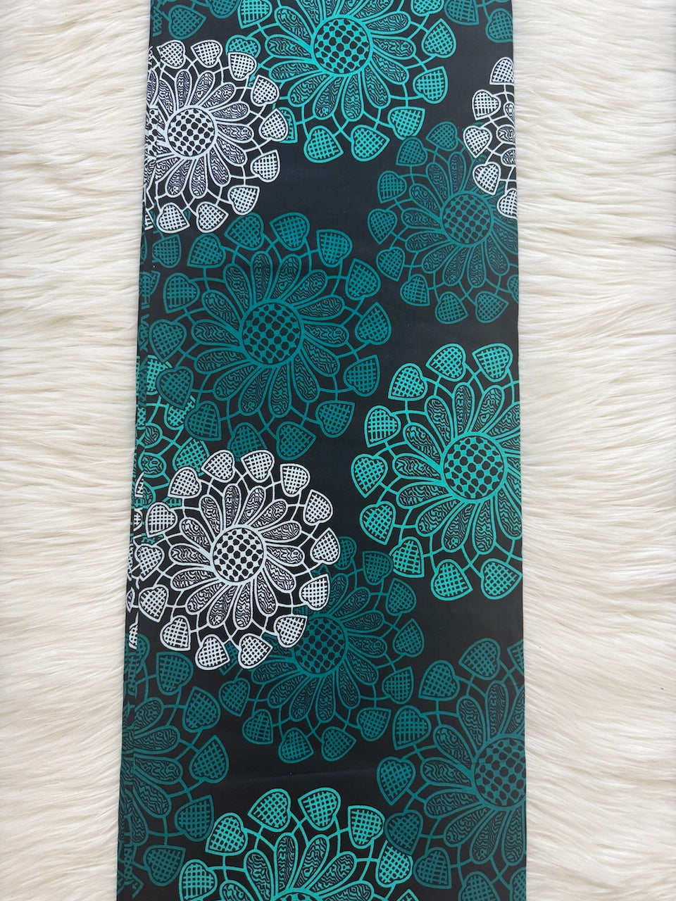 Teal Ankara Fabric – Floral Pattern – African Wax Print (6 Yards) – MASI2376