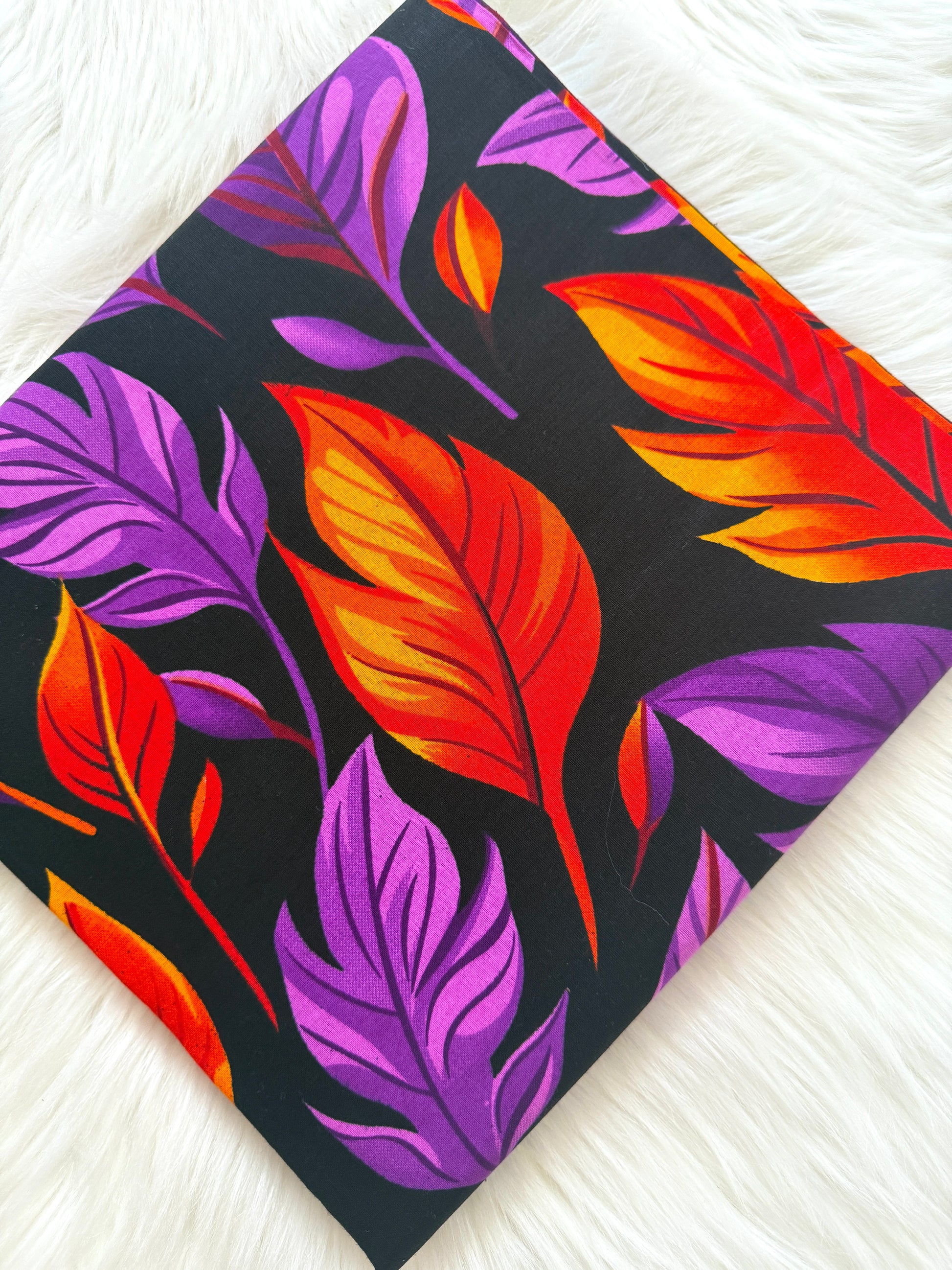 Colorful leaf pattern on a black background