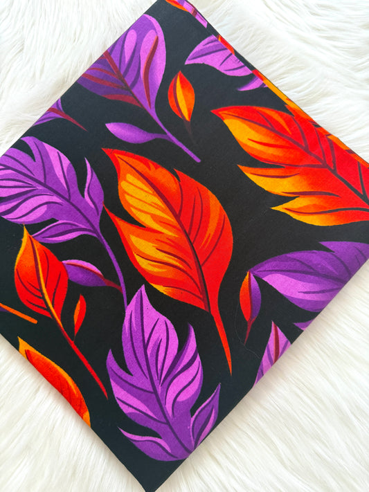 Colorful leaf pattern on a black background