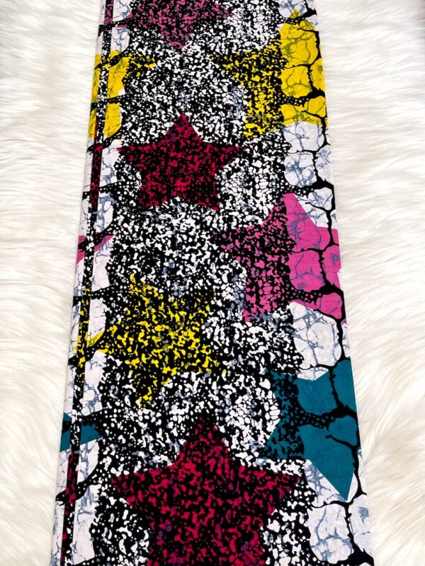 Colorful patterned fabric on a white background