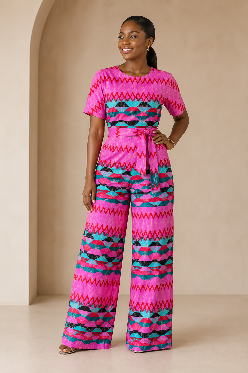 Pink & Green Kente Ankara Fabric – African Wax Print (6 Yards UK) – MASI2465