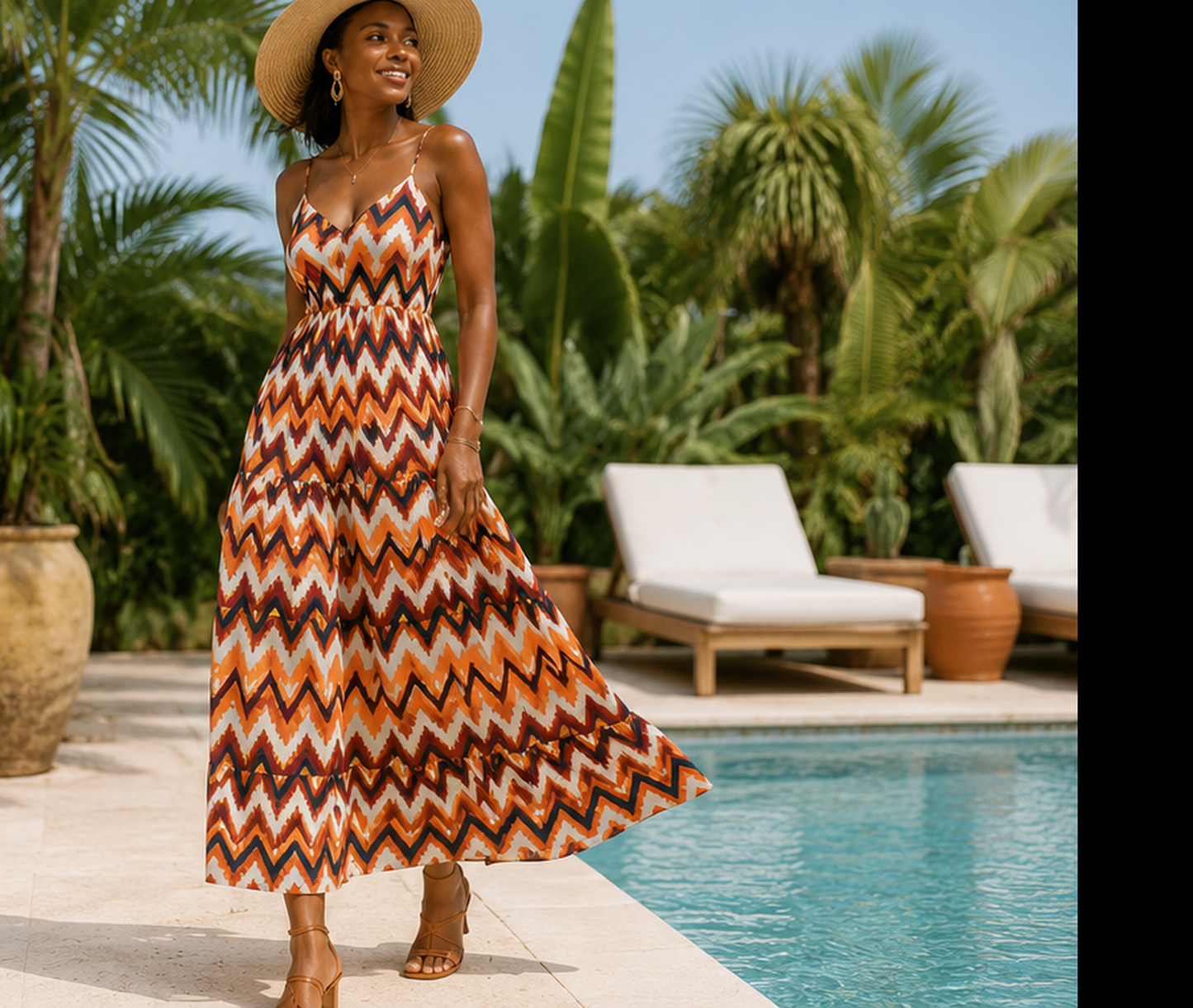 Clearance Ankara Wax Print Fabric – Brown Chevron African Fabric (6 Yards UK) – MASI2392
